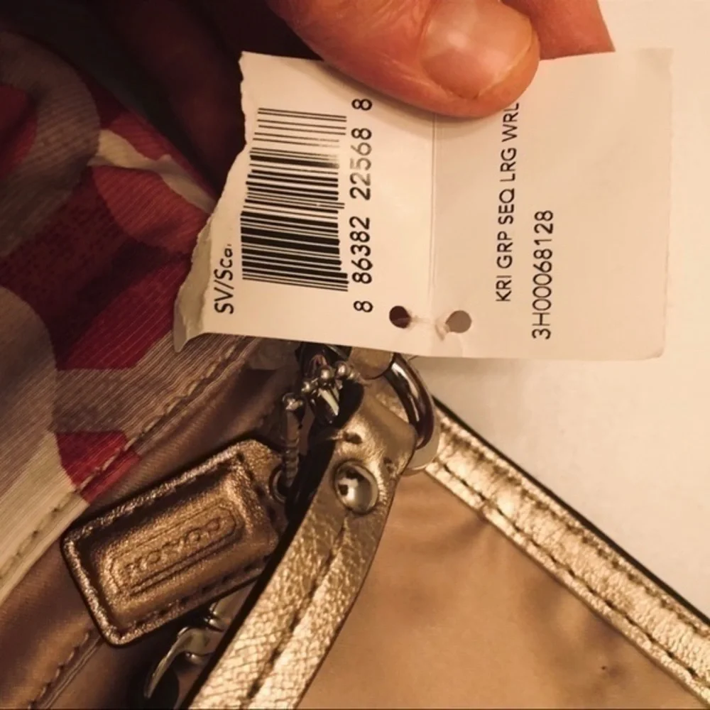 Coach optic c pink metallic wristlet bag clutch